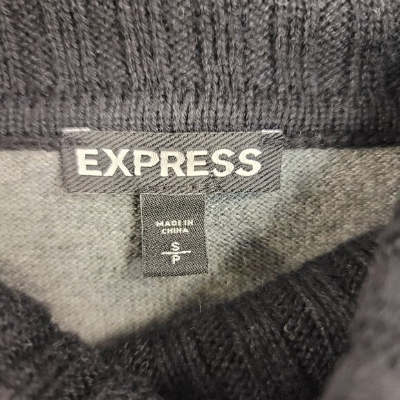 Express Black Gray Striped Sweater Dress Cowl Neck Cotton Blend Small - Picture 4 of 8